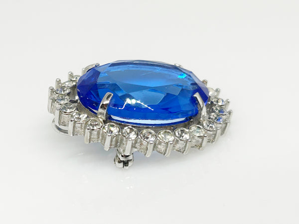 Vintage Brooch/ Pendant with Oval Blue Stone, Diana/Kate