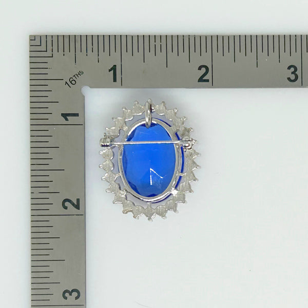 Vintage Brooch/ Pendant with Oval Blue Stone, Diana/Kate