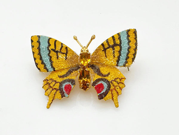 Vintage Enameled & Coated Butterfly Brooch