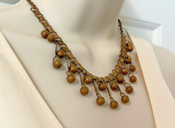 Vintage Etruscan Revival Drop Necklace