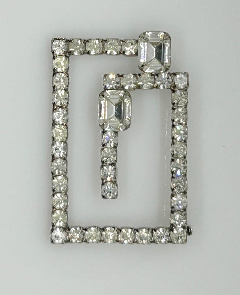 Vintage Rhinestone Geometric Brooch