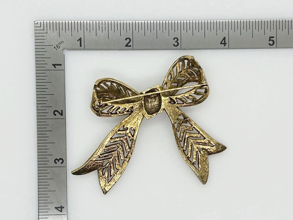 Vintage Victorian Style Golden Bow Brooch