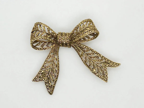 Vintage Victorian Style Golden Bow Brooch