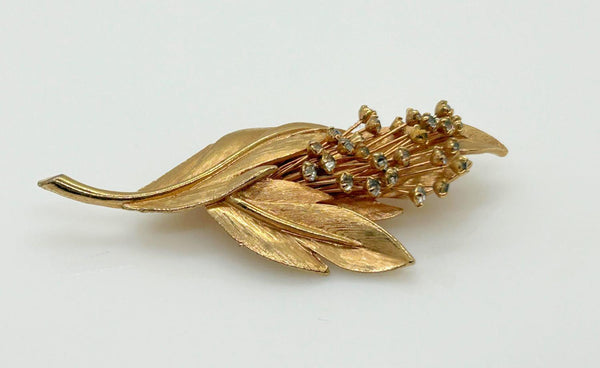 Golden Bouquet of Flowers with Rhinestones Vintage Brooch - Lamoree’s Vintage