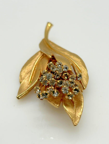 Golden Bouquet of Flowers with Rhinestones Vintage Brooch - Lamoree’s Vintage