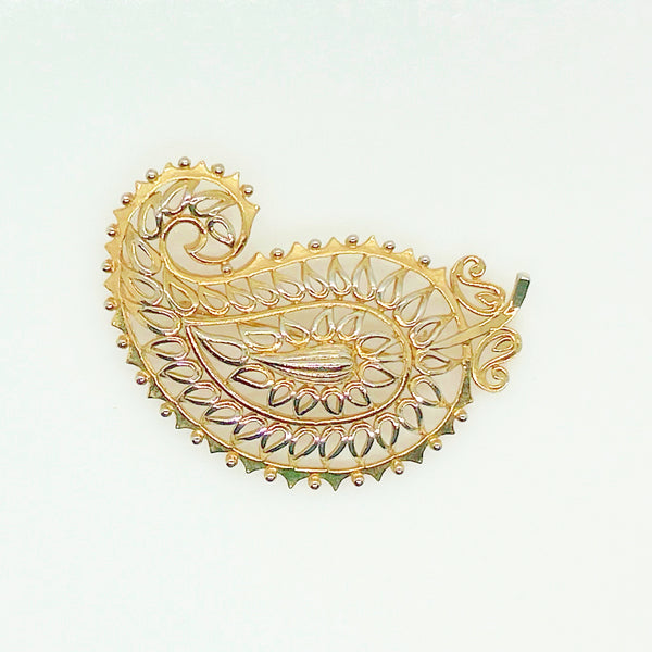 Vendome Gold Paisley Vintage Brooch