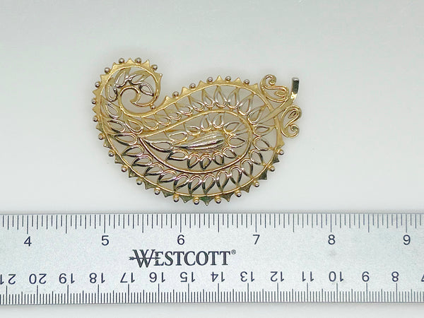 Vendome Gold Paisley Vintage Brooch