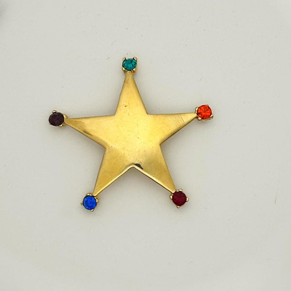 Sheriff of Style Star Vintage Rhinestone Brooch