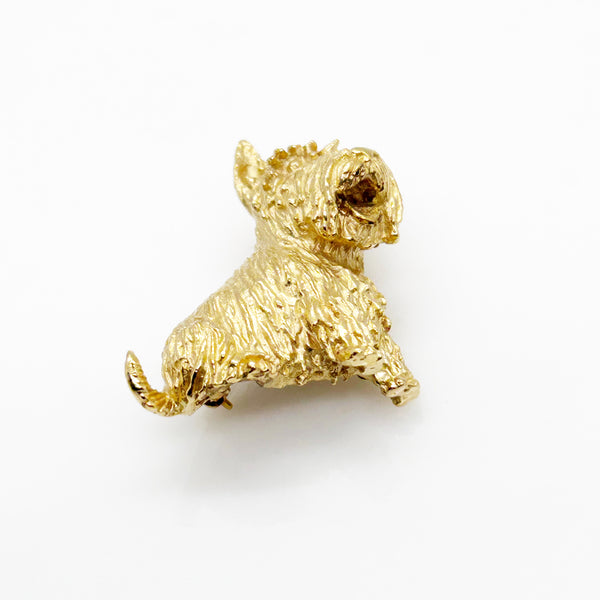 Exceptional Crown Trifari Gold Scottish Terrier Brooch