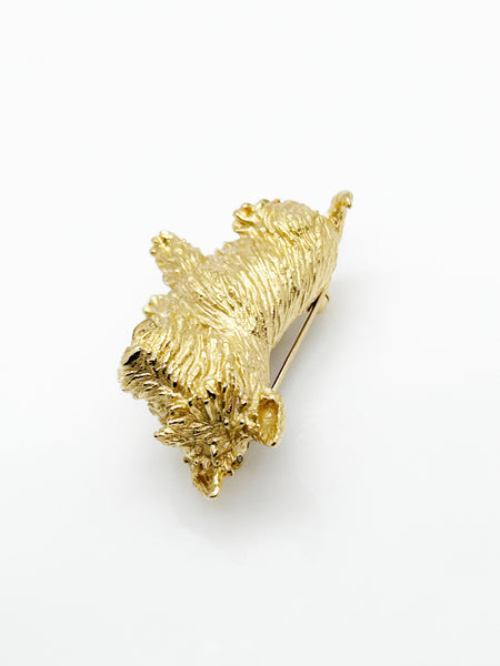 Exceptional Crown Trifari Gold Scottish Terrier Brooch