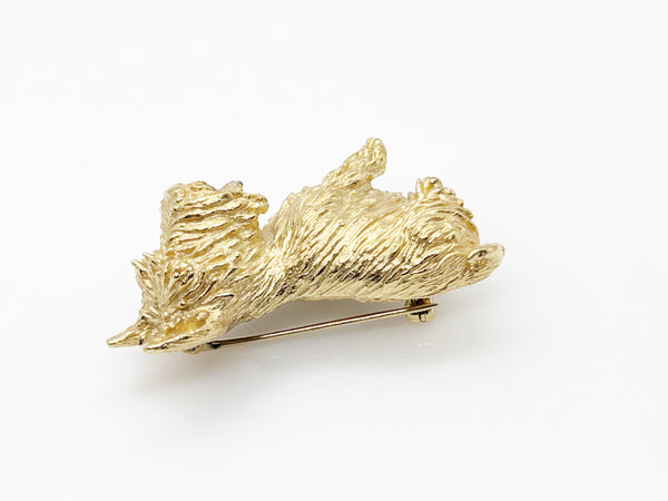 Exceptional Crown Trifari Gold Scottish Terrier Brooch