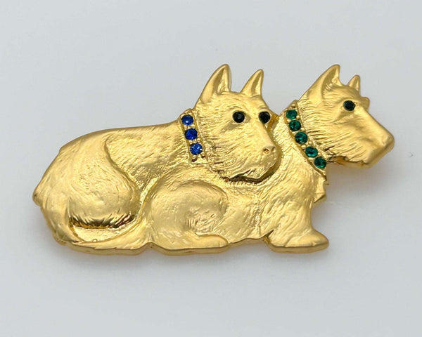 Adorable Golden Terrier Dogs Vintage Brooch