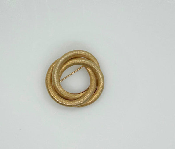 Vintage Classic Twisted Textured Gold Circle Brooch