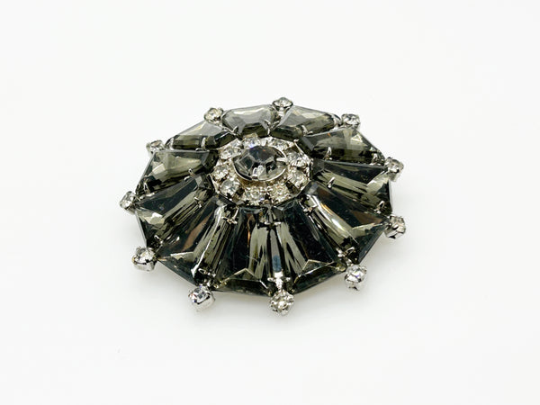 Vintage Gray Trapezoid Rhinestone Pinwheel Brooch