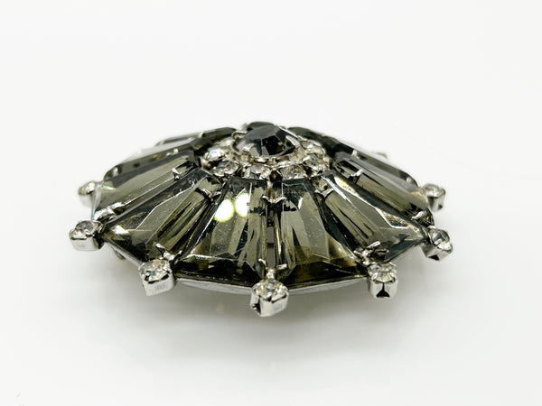 Vintage Gray Trapezoid Rhinestone Pinwheel Brooch