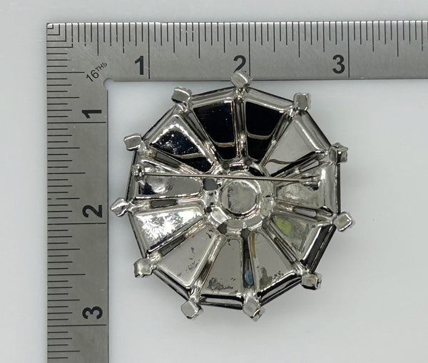 Vintage Gray Rhinestone Pinwheel Brooch