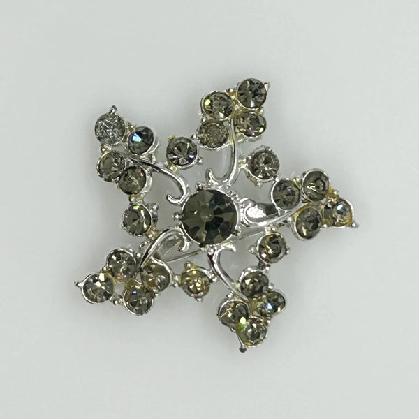 Vintage Sparkling Gray Rhinestone Star Brooch