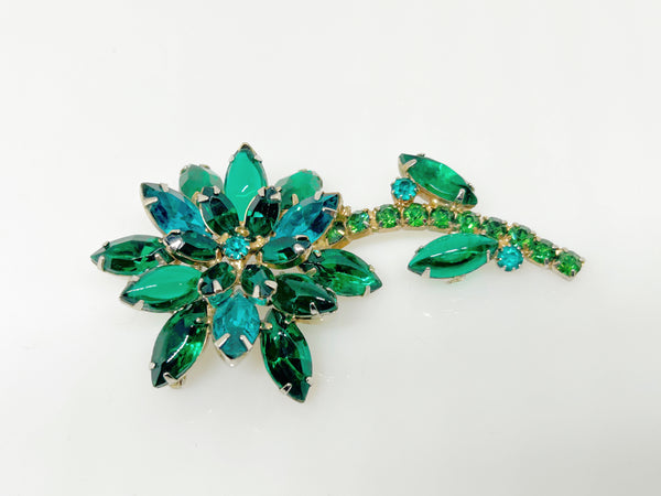 Vintage Juliana Style Green Layered Flower Brooch