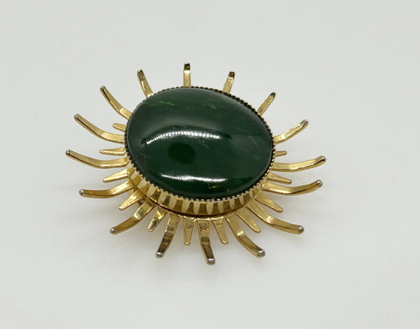 Vintage Abstract Brooch with Green Center