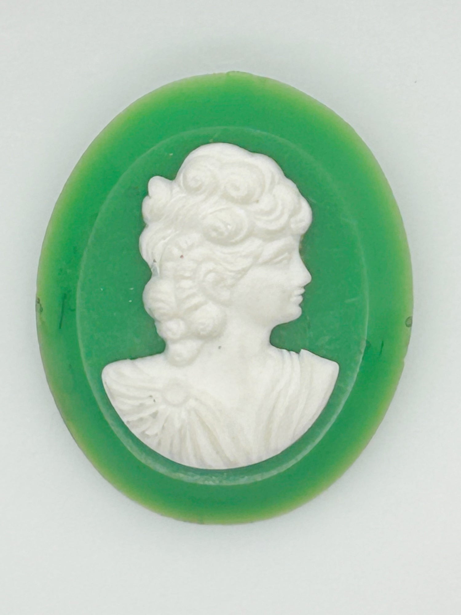 Vintage Green Cameo Brooch