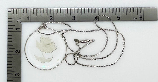 Hallmark Glass Etched Frosted Rose Pendant and Chain