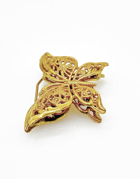 Haskell Vintage Gold Tone Layered Butterfly Brooch