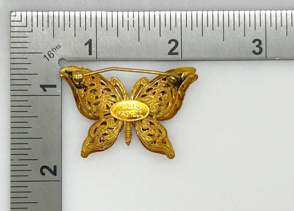 Haskell Vintage Gold Tone Layered Butterfly Brooch