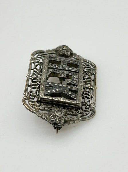 Vintage Initial "HFK" Brooch with Marcasites