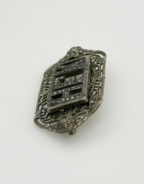 Vintage Initial "HFK" Brooch with Marcasites