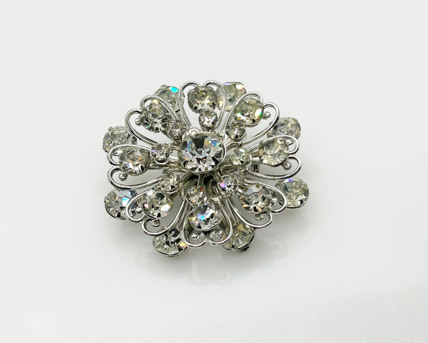 Elaborate Hidden Hearts Vintage Rhinestone Brooch