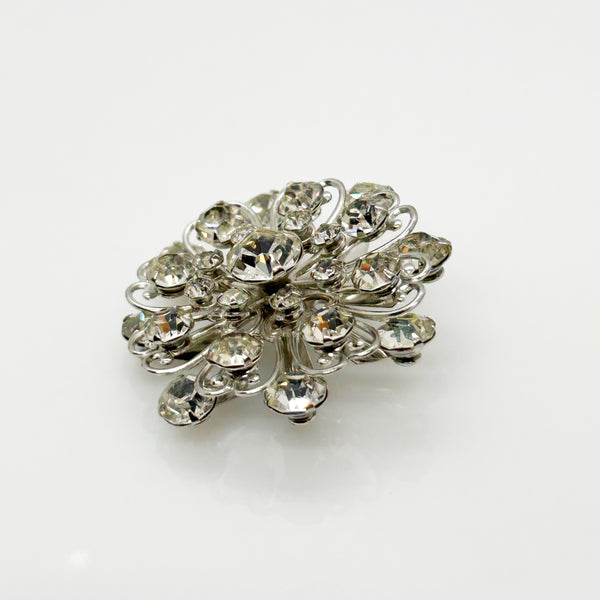 Elaborate Hidden Hearts Vintage Rhinestone Brooch