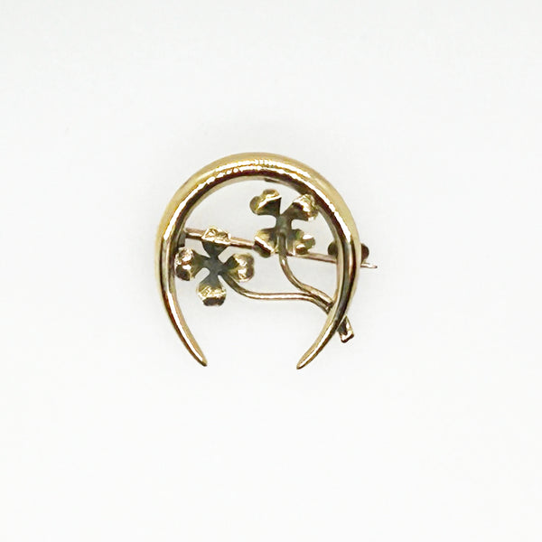 Antique Art Nouveau 10K Good Luck Horseshoe Brooch