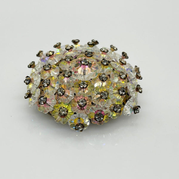 Glorious Iridescent Stones Round Vintage Brooch