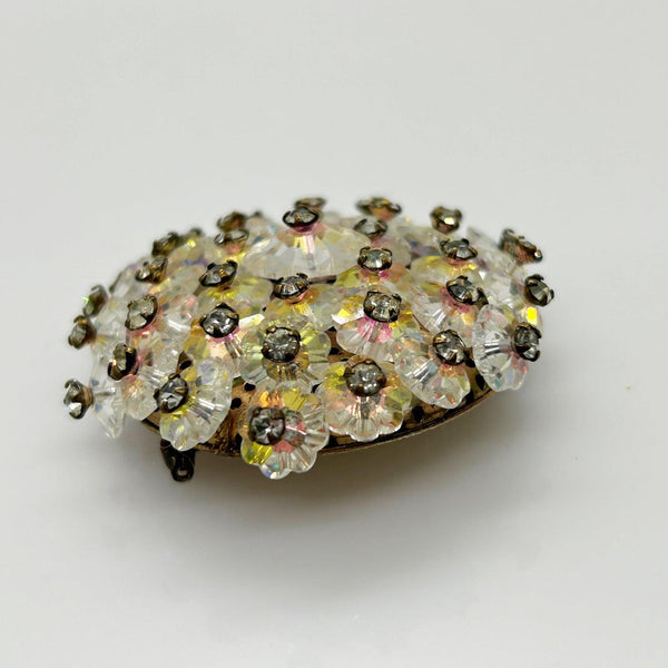 Glorious Iridescent Stones Round Vintage Brooch