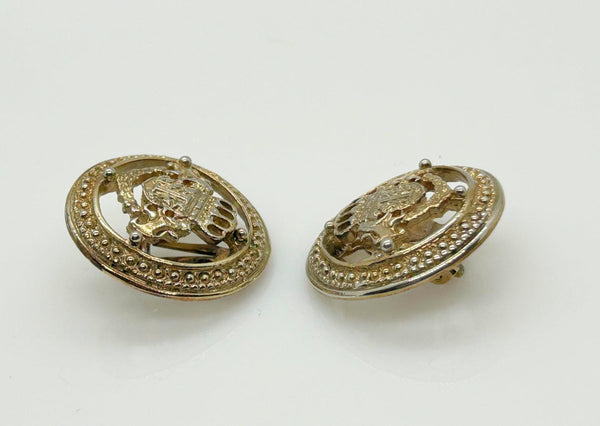 Ivana Coat of Arms Heraldic Clip On Earrings (1990s) - Lamoree’s Vintage