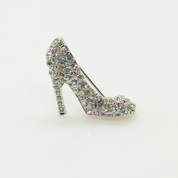 Vintage KJL Sparkling Rhinestone High Heeled Shoe Brooch