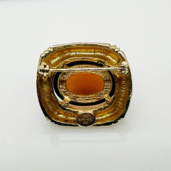 Mouth-Watering Amber Glass Vintage  Les Bernard Brooch