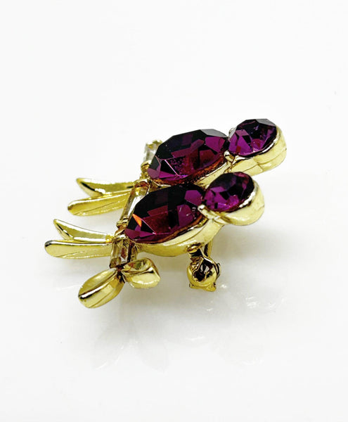 Vintage Lisner Brooch with Cooing Purple Birds