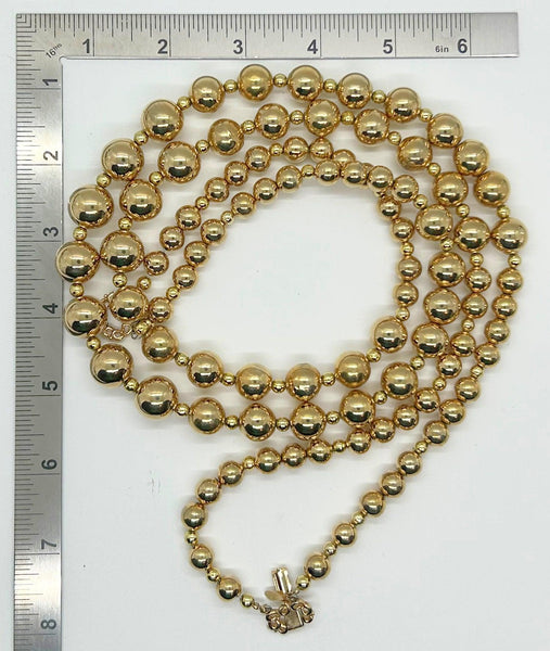 Marvella Vintage Gold Bead Double Strand Necklace