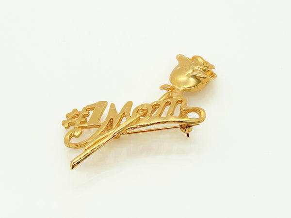 Lavish Mother's Day Gold Tone Brooch with Rose