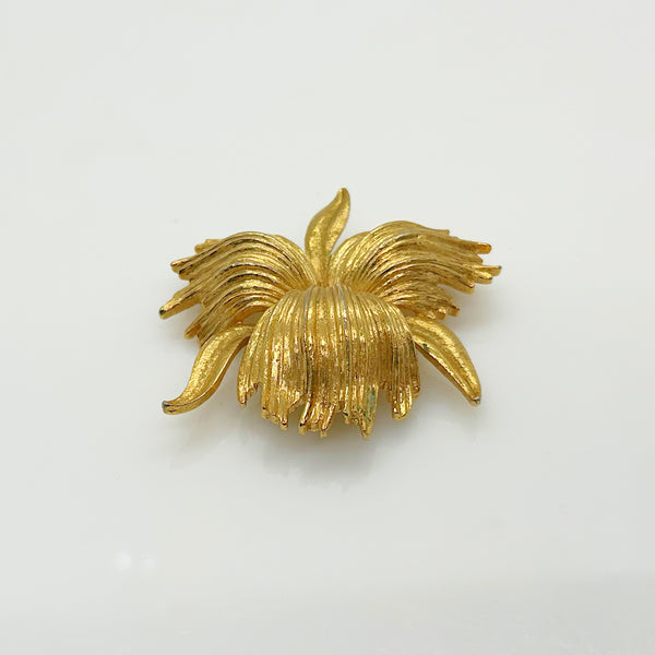 Vintage Monet Gold Abstract Floral Brooch