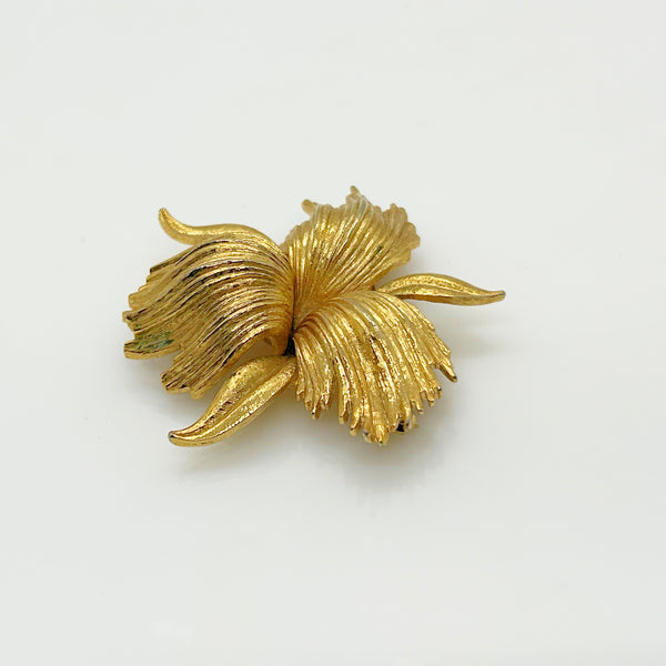 Vintage Monet Gold Abstract Floral Brooch