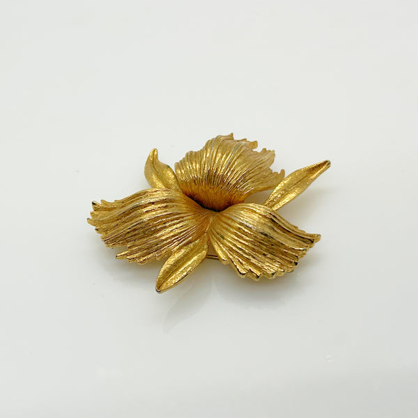 Vintage Monet Gold Abstract Floral Brooch