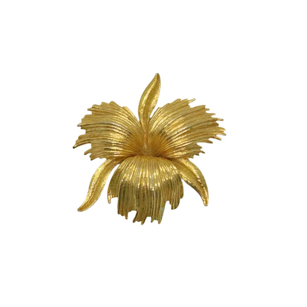 Vintage Monet Gold Abstract Floral Brooch