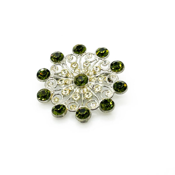 Olivine Edwardian Inspired Rhinestone Vintage Brooch