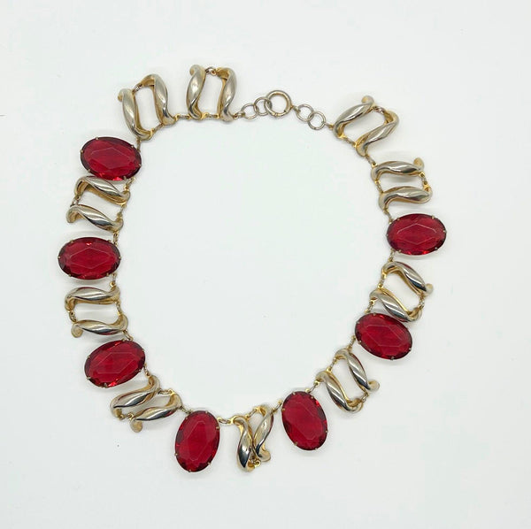 Opulent Art Deco Ruby Red Vintage Necklace - Lamoree’s Vintage