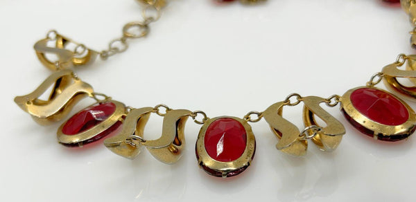 Opulent Art Deco Ruby Red Vintage Necklace - Lamoree’s Vintage