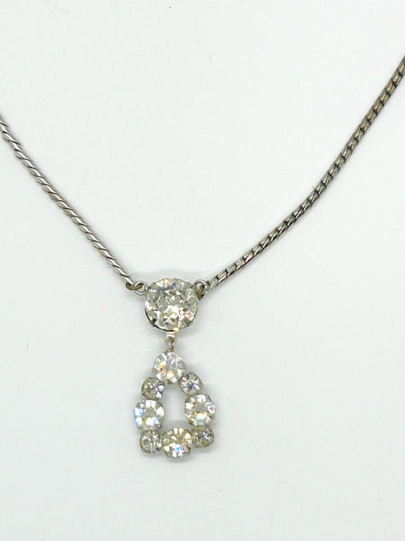 Rhinestone Necklace with Sparkling Open Drop