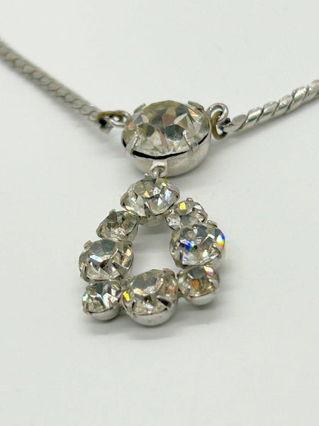 Rhinestone Necklace with Sparkling Open Drop