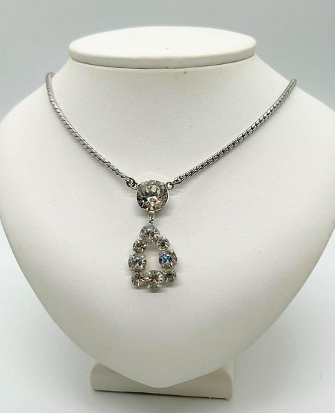 Rhinestone Necklace with Sparkling Open Drop